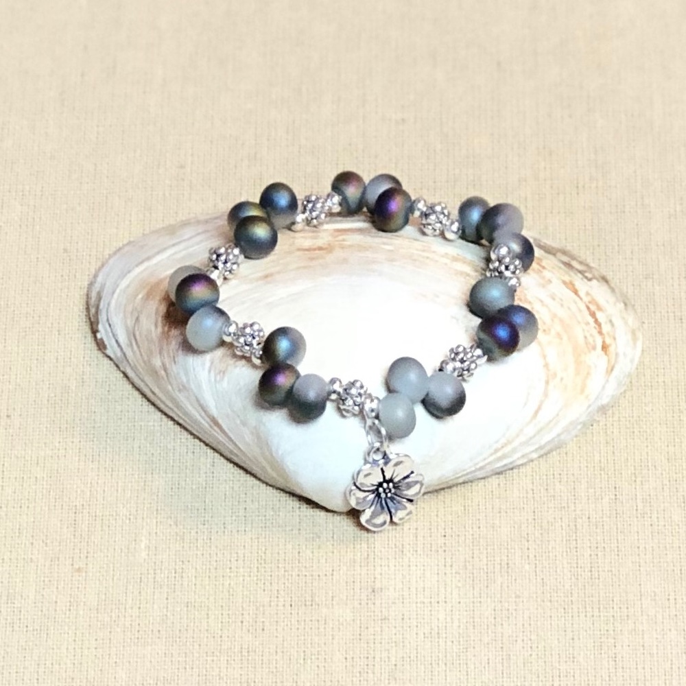 Glass Opaque rainbow Silver Plated. 3 x $30